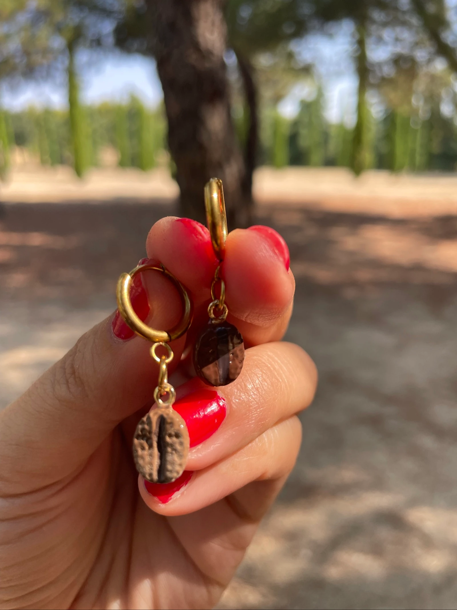 Pendientes granos café acero inoxidable 